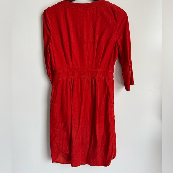 Maeve Anthropologie women corduroy pencil dress size 0 red orange wide wale - Picture 3 of 7
